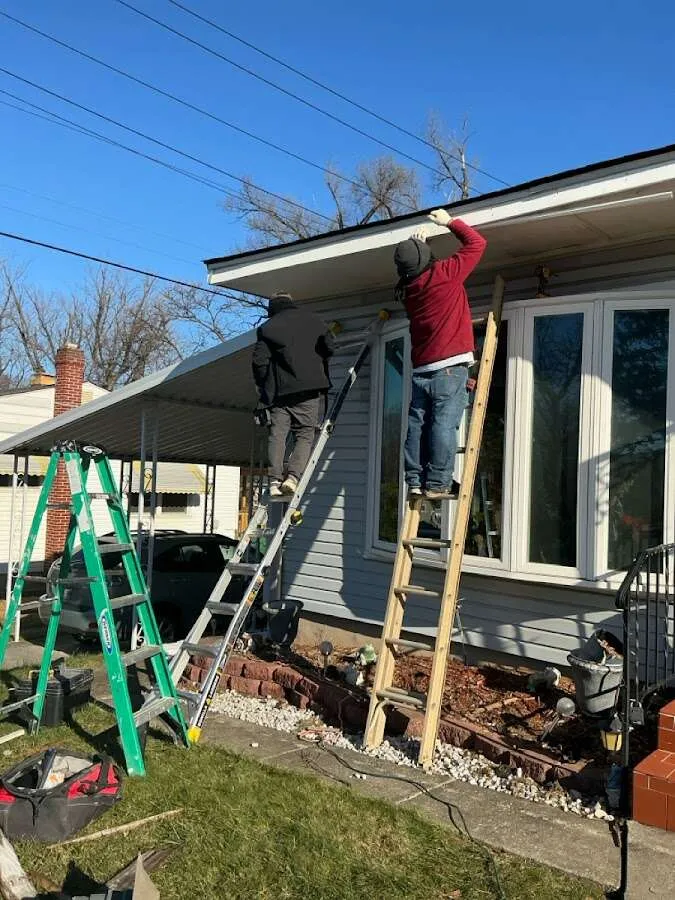 Restoration crew performing exterior repair in Mansfield