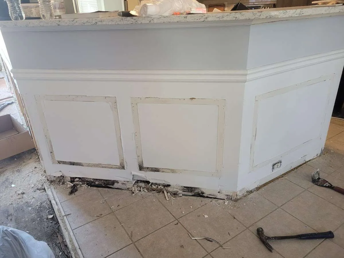 Water damage and mold on kitchen during Storm Damage Restoration in Mansfield